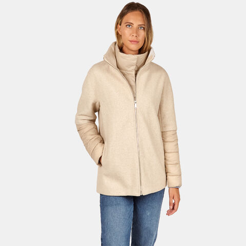 Chaqueta de mujer acolchada de doble material, Blanco Chaqueta de mujer acolchada de doble material, Blanco